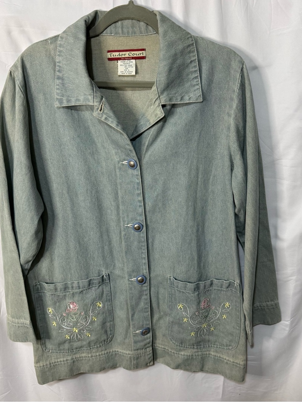 Haband Light Gray Embroidered Jean Jacket